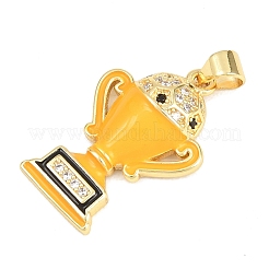 Pendentifs en laiton sertis de micro-pavés de zircone cubique sur le thème du football&nbsp;KK-A297-09E-G