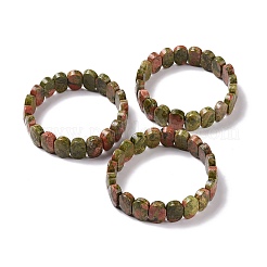 Bracelet extensible perlé ovale en unakite naturel&nbsp;G-E010-01J