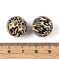 Круглые бусины из АБС-пластика с леопардовым принтом&nbsp;SACR-T017-75A-01