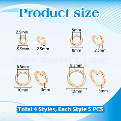 20 anneau de jonction ouvert en laiton de 4 styles&nbsp;KK-UN0006-08