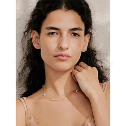 Collares de cadena de acero inoxidable 304 y perlas de imitación para mujer&nbsp;HP4022