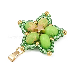 Подвески из стеклянного бисера ручной работы и синтетических окрашенных бусин императорской яшмы&nbsp;PALLOY-MZ00751-04