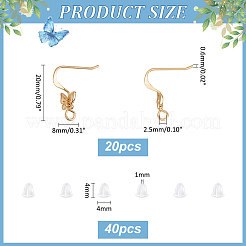 20 шт. латунные крючки для сережек-бабочки&nbsp;KK-UN0002-22