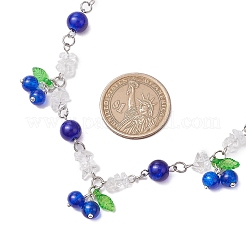 Colliers à plastron en verre craquelé et cristal de quartz naturel pour femmes&nbsp;NJEW-JN05203-01