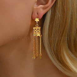 Boucles d'oreilles créoles en alliage tendance avec chaîne et pompon&nbsp;GS7643