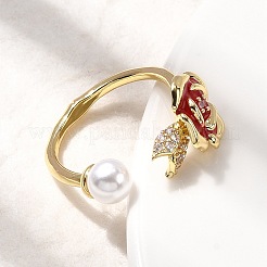 Латунные микро проложить манжеты кольца кубического циркония&nbsp;RJEW-P166-03G-02