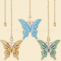 3 pieza de extensores de cadena para ventilador de techo con dijes de aleación de mariposa y rhinestone&nbsp;HJEW--CP00040