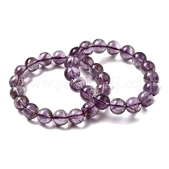 Braccialetti elastici con perline rotonde di ametista naturale per donna&nbsp;BJEW-L712-B04-12mm