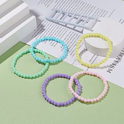 Bracciale elasticizzato con perline rotonde in acrilico color caramello per donna&nbsp;BJEW-JB08052