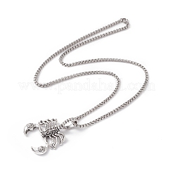 Collana con ciondolo scorpione in lega con catene a scatola in acciaio inossidabile 304&nbsp;NJEW-C007-02AS