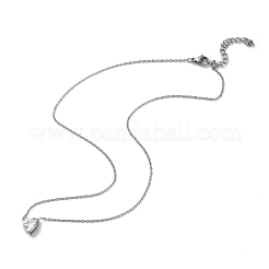 Ожерелья с подвеской в форме сердца из нержавеющей стали 304 с кристаллами кубического циркония для женщин&nbsp;NJEW-Z064-03P