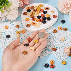 120 шт. 6-х цветные деревянные пуговицы-цветы с 2 отверстиями&nbsp;BUTT-TA0001-40A