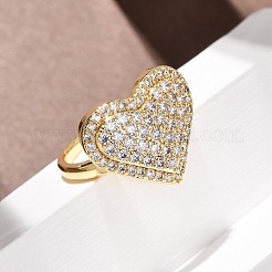 Messing Micro Pave Zirkonia Manschette offene Ringe&nbsp;RJEW-F204-07B-G01