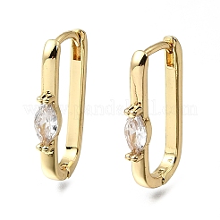 Pendientes de aro pequeños de latón con circonitas cúbicas transparentes&nbsp;EJEW-G473-03G