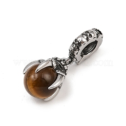 Подвеска в виде когтя дракона из хирургической нержавеющей стали 316 и круглого натурального тигрового глаза&nbsp;STAS-Z165-07AS-01