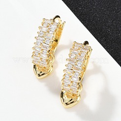 Серьги-кольца из латуни с микропаве и прозрачным кубическим цирконием в форме сердца&nbsp;EJEW-S275-04G