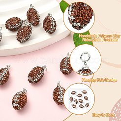 10 Stück handgefertigte Strass-Anhänger aus Polymer-Ton&nbsp;CLAY-CJ0002-08