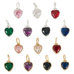 14 шт. 14 цвета латунные подвески с микропаве и кубическим цирконием&nbsp;KK-TA0002-09