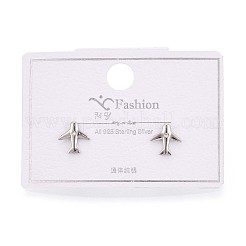 925 серьги-гвоздики в форме самолета из стерлингового серебра с микропаве из прозрачных кубических цирконий&nbsp;STER-N016-84P