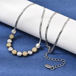 Collana con ciondolo a catena piatta a serpente in acciaio inossidabile 304 bicolore con micro pavé di zirconi cubici trasparenti&nbsp;SA-CBAB122-01A