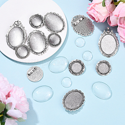 5 шт. винтажная брошь из тибетского сплава с кабошоном и безелем&nbsp;FIND-YW0009-70