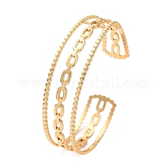 Полые овальные браслеты-манжеты из нержавеющей стали 304&nbsp;BJEW-F457-18G