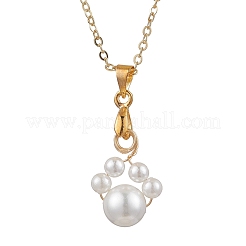 Colliers avec pendentif en forme d'empreinte de patte en perles rondes de 8 mm&nbsp;NJEW-JN05171-02
