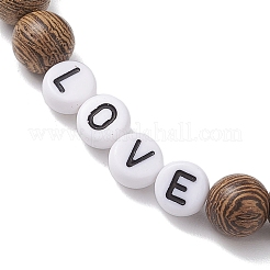 5 pièces 5 styles ensembles de bracelets extensibles en perles rondes en bois&nbsp;BJEW-JB10847