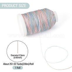 1 rouleau de cordon rond en polyester ciré teint en dégradé de couleurs&nbsp;YC-TADJ0001-03E