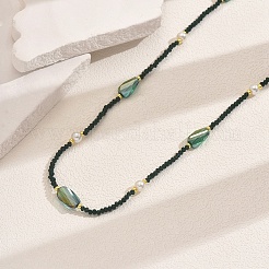 Collane lunghe alla moda con perle finte in vetro e plastica a forma di goccia&nbsp;ZZ8704-2