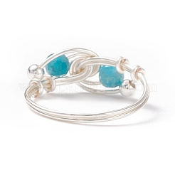 Spiralförmiger Fingerring aus natürlichem Apatit&nbsp;RJEW-TA00049-01