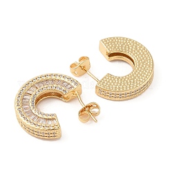 Aretes de latón chapado en rack con circonio cúbico transparente para mujer&nbsp;EJEW-G394-24G