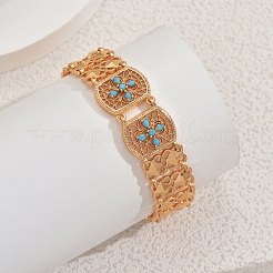 Элегантные браслеты из латунных звеньев паве из синтетической бирюзы для женщин&nbsp;ZR2967