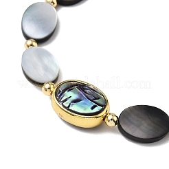 Braccialetti elastici con perline di conchiglia di abalone&nbsp;BJEW-D315-03G-02