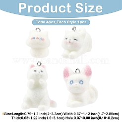 4 шт. подвески из флокированной смолы 4 стилей&nbsp;RESI-YW0006-21