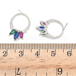 Латунные микро проложить серьги стержня кубического циркония&nbsp;EJEW-G452-01P