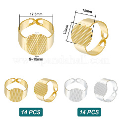 28 шт. 2-х цветные латунные открытые манжетные кольца&nbsp;KK-DR0001-05