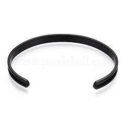 Bracelets manchettes rainurés en acier inoxydable 201 en forme de C&nbsp;STAS-WH0047-67EB