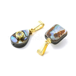 Ciondoli in conchiglia di abalone/paua naturale con micro pavé di zirconi cubici&nbsp;PALLOY-JF06002