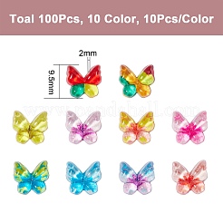 100 pièces 10 couleurs cabochons de strass en résine à dos plat transparent&nbsp;CRES-SZ0001-04