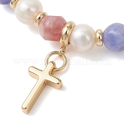 Bracelets à breloques croix en laiton&nbsp;BJEW-JB13531