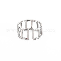 Bague de manchette ouverte rectangulaire en acier inoxydable 304 anti-ternissement pour femme&nbsp;RJEW-S405-161P