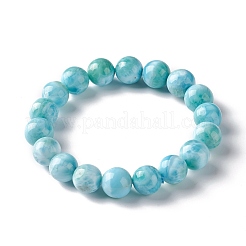 Круглый браслет из натуральных бусин ларимара/пектолита&nbsp;BJEW-A120-01E