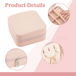 Квадратная коробка на молнии из ПВХ с ворсом для хранения ювелирных изделий&nbsp;CON-WH0099-03A