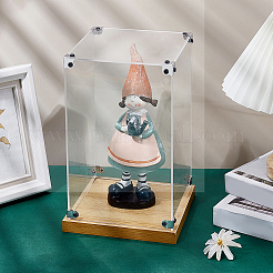 Vitrines transparentes en acrylique pour figurines avec socle en bois&nbsp;ODIS-WH0030-298B