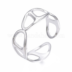 Bague de manchette ouverte ovale en acier inoxydable 304 anti-ternissement&nbsp;RJEW-T023-62P