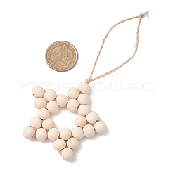Decorazioni pendenti con perline in legno naturale non rifinito a forma di stella&nbsp;HJEW-JM02842