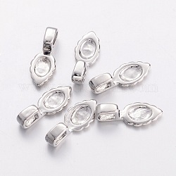 Brass Glue-on Flat Pad Bails, Nickel Free, Platinum Color, Size: about 6.5mm wide, 16mm long, hole: 3x2mm