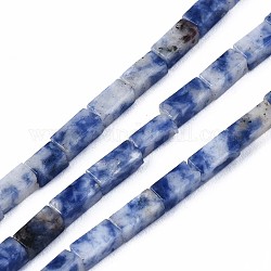 Perles de jaspe tache bleue naturelle, cuboïde, 4~5x2x2mm, Trou: 0.8mm, Environ 82~84 pcs/chapelet, 14.76~15.15 pouce (37.5~38.5 cm)
