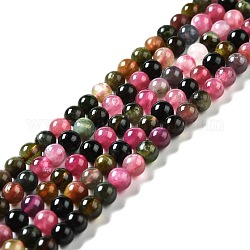 Brins de perles de tourmaline colorées naturelles, Grade a, ronde, 4.5~5mm, Trou: 0.8mm, Environ 89 pcs/chapelet, 15.35'' (39 cm)